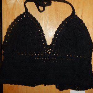 black crochet halter top